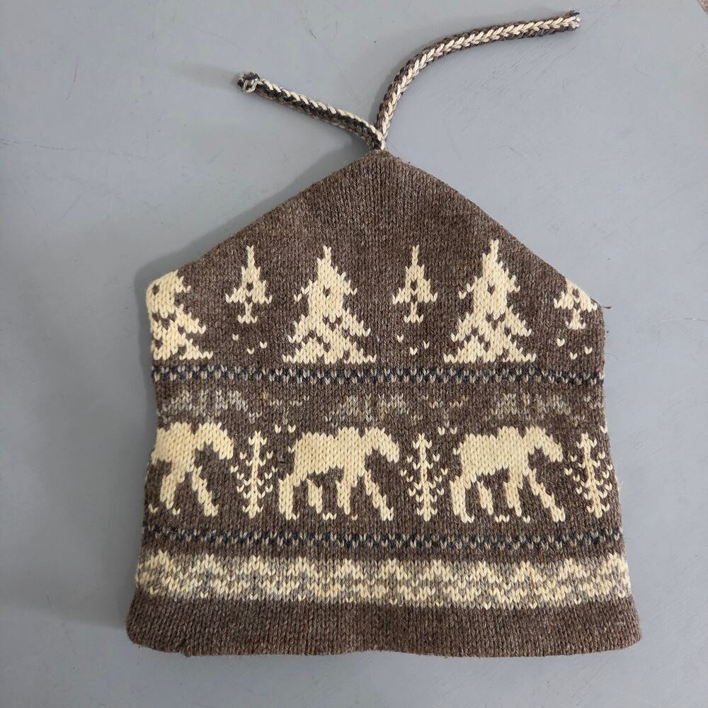 American Eagle Outfitters Winter Hat Womens OS Wool Blend Fair Isle Moose FLAWED